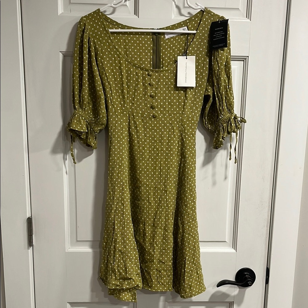 Faithfull the Brand Sophia Mini Dress Belmont Dot Print Dress US Size 4/Small